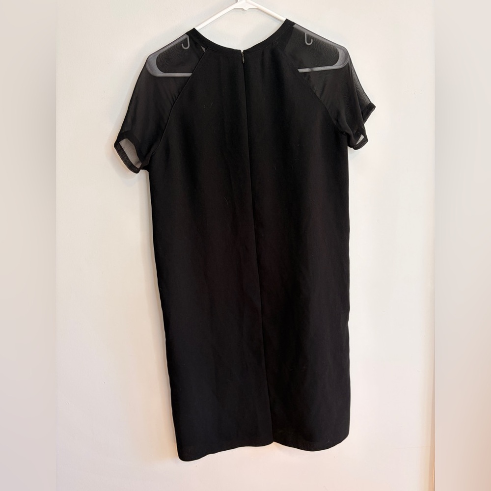 Vince Sheer Sleeve Shift Dress Short Sleeve Knee Length size XS Mesh Sleeve - Picture 7 of 10